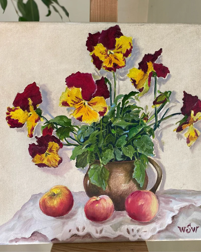 Картина маслом цветы, натюрморт 30×30 — Оригинал