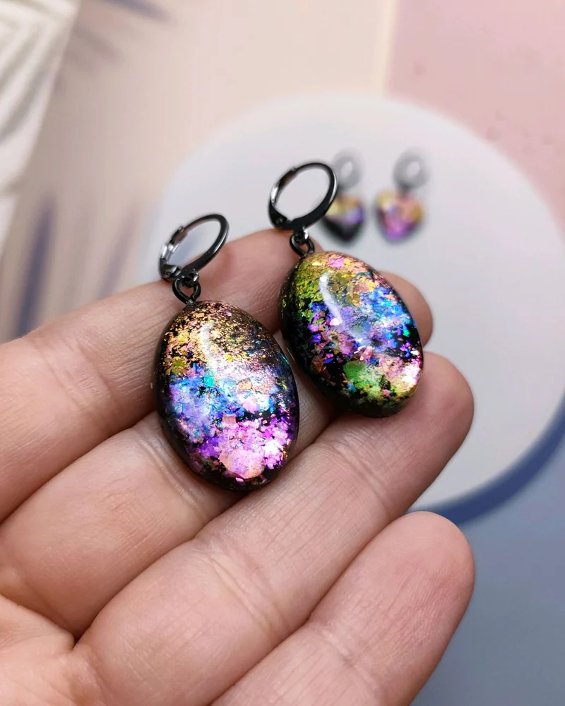 Серьги дихроик 'Космические"