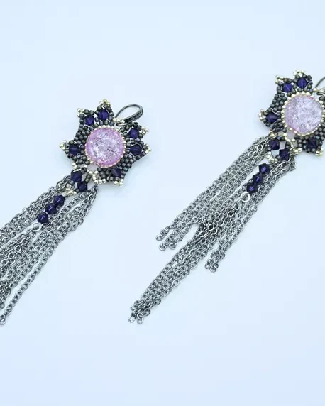 Серьги ажурные ручной работы со Swarovski