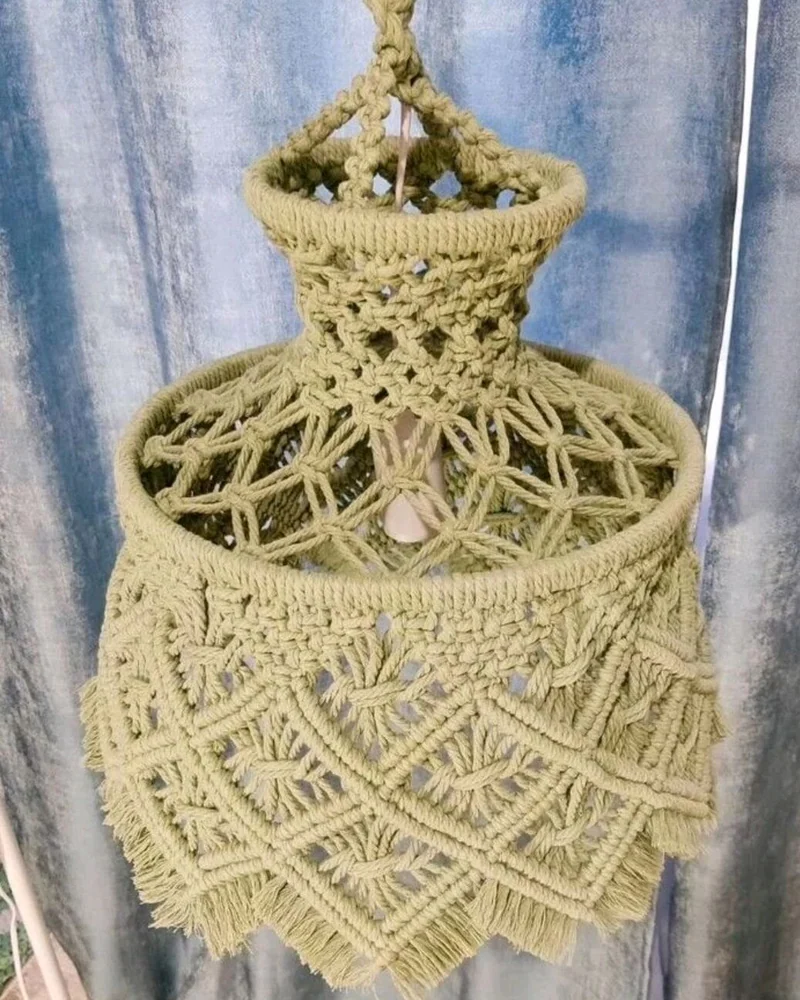 Абажур светильник макраме, мята