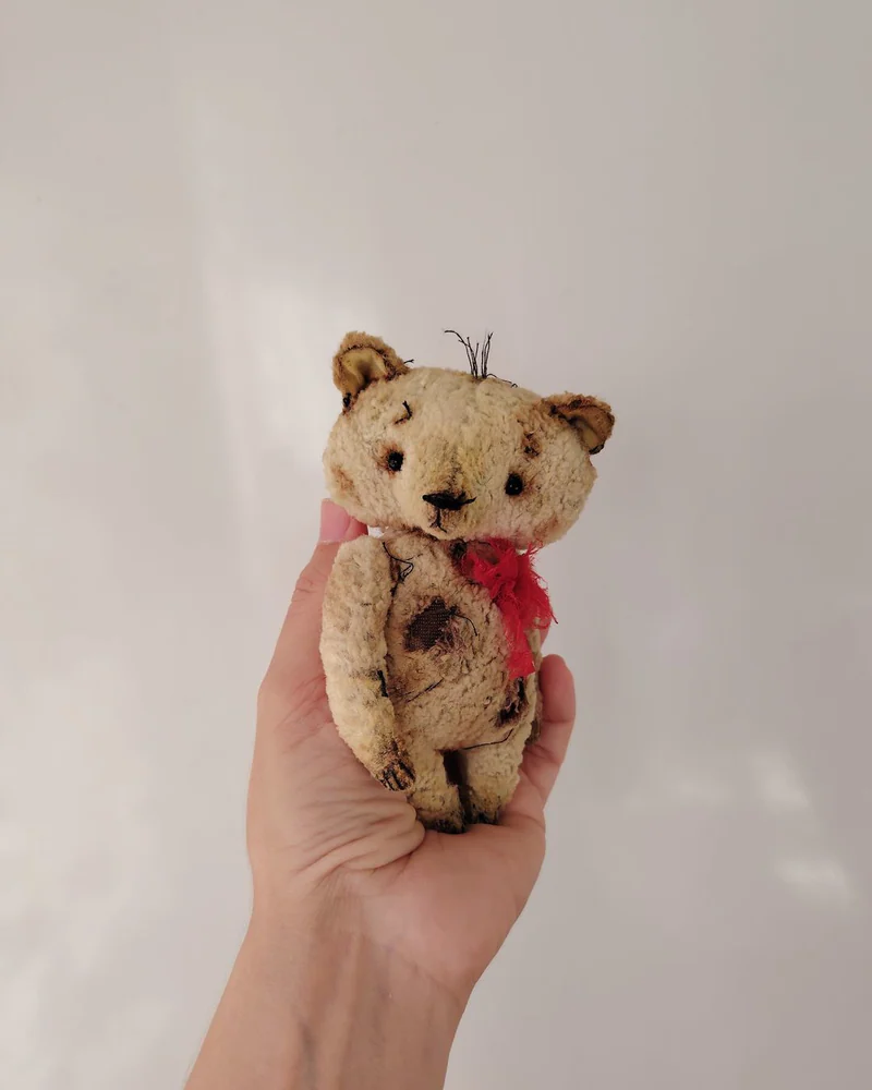 Коричневый мишка из винтажного плюша