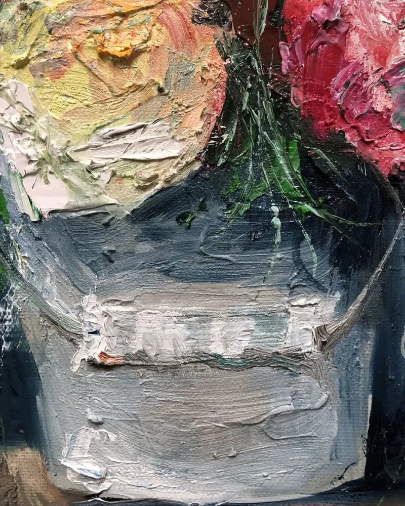 Букет пионов в вазе. Картина маслом 40×40 см — 40×40 см
