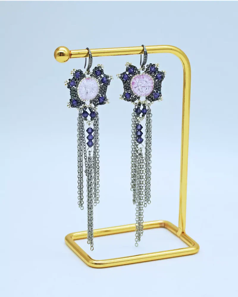 Серьги ажурные ручной работы со Swarovski
