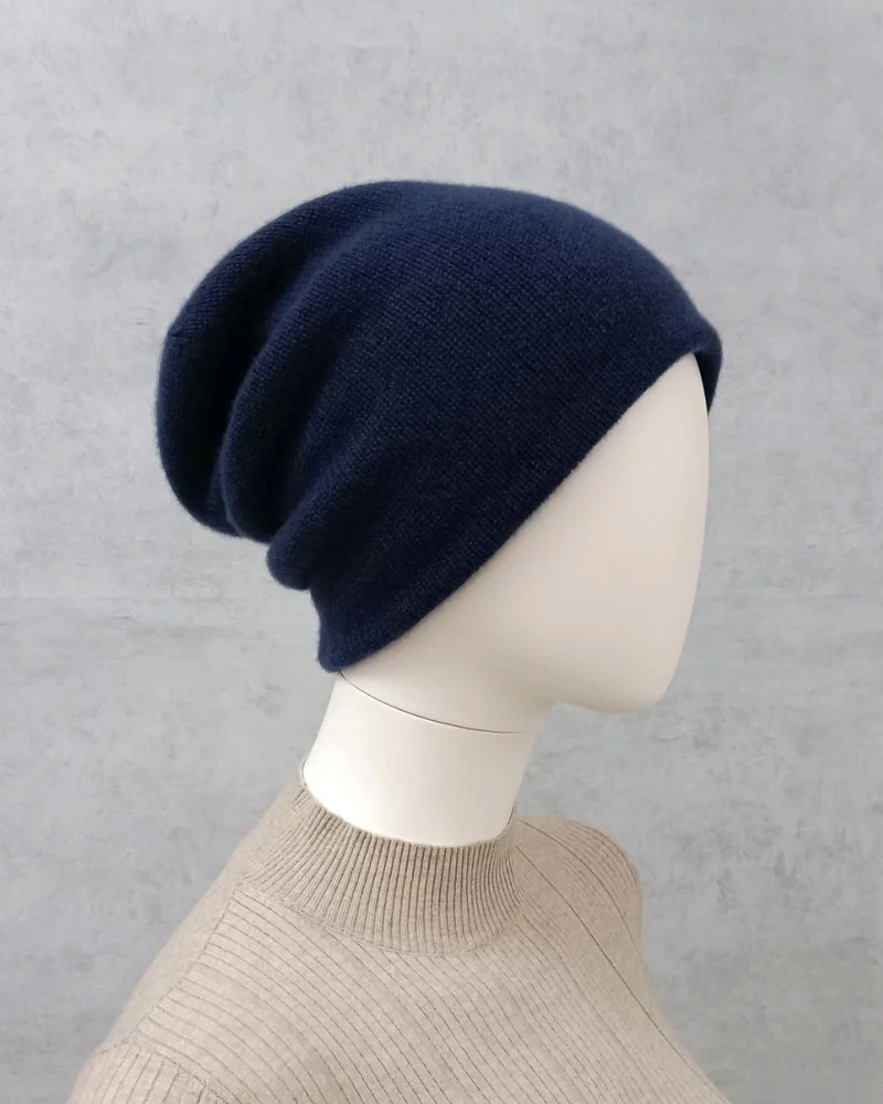 Baby Cashmere 100%. Мужская/женская двойная шапочка бини — Синий