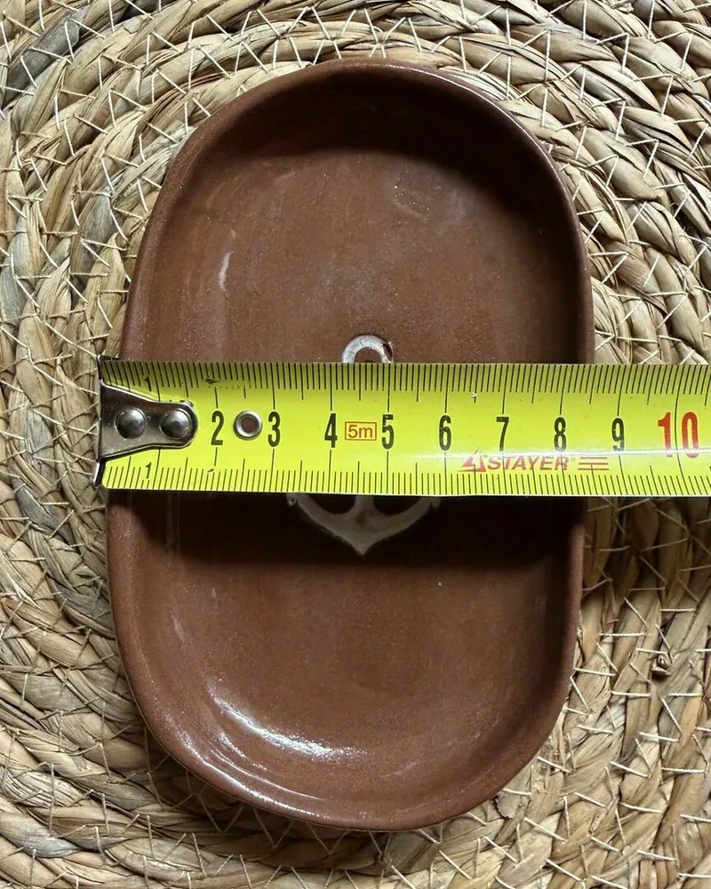 Овальный керамический поднос «Якорь» — Коричневый, 14 × 9 см