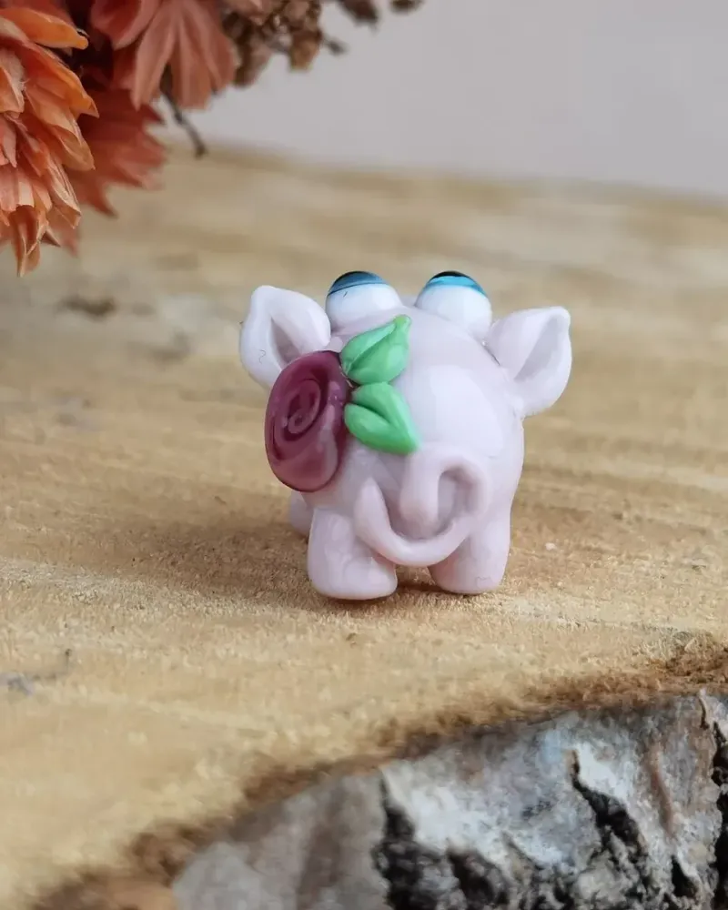 Стеклянная фигурка «Свинка» — Пара, Розочка