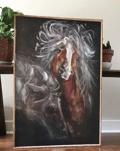 Пара лошадей. Картина маслом 50×70 см — 50×70 см