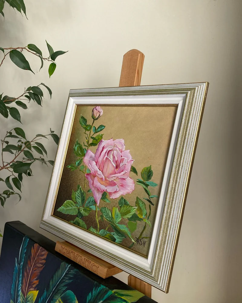 Картина маслом Цветы Роза 31×31 см — Оригинал