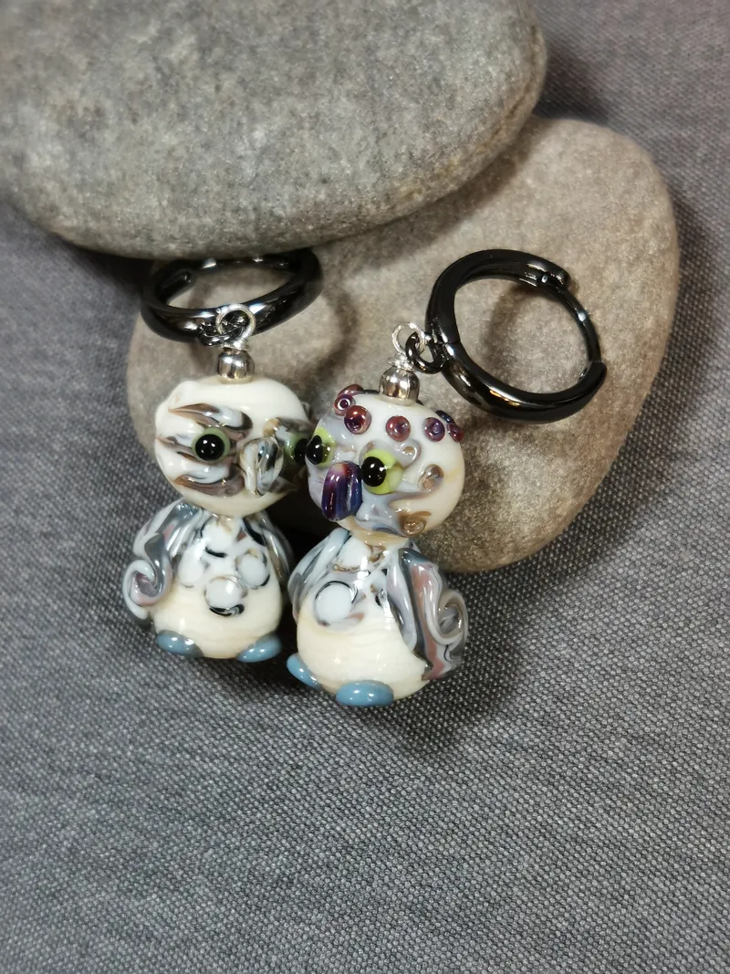 Серьги «Совушки», белые