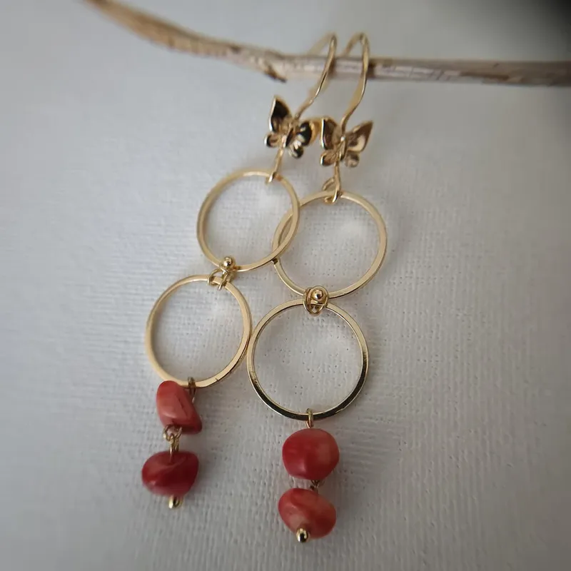 Серьги с натуральным кораллом «Вечное лето», коралловые