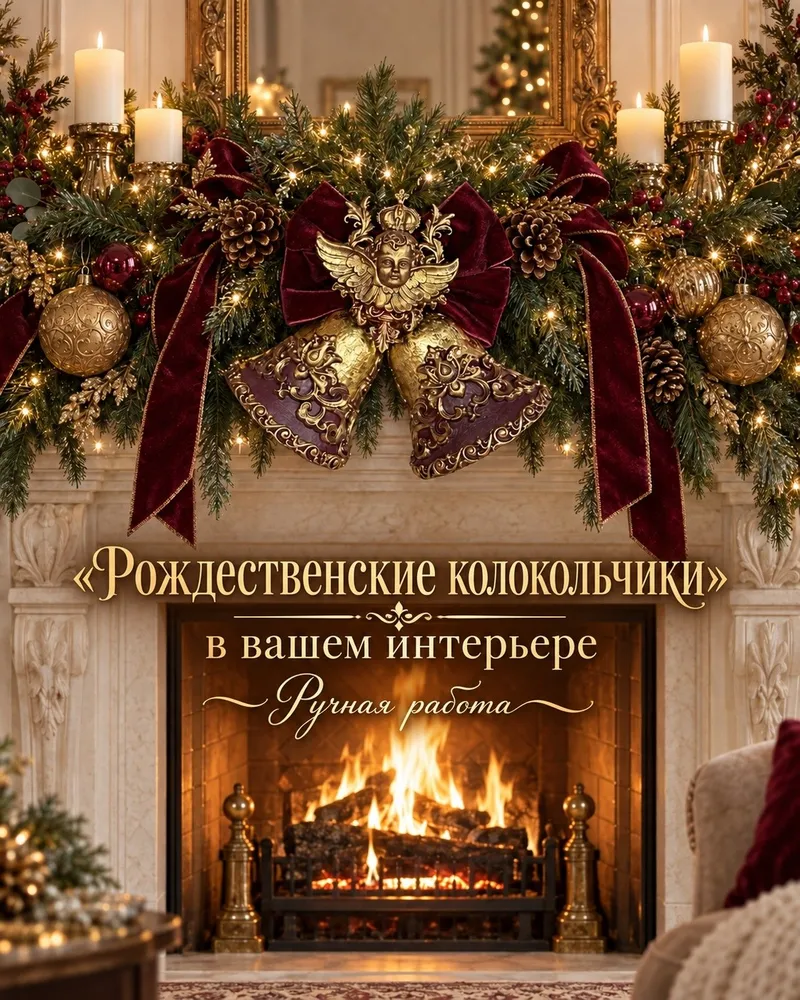 Рождественские колокольчики — Бордовый с золотистым декором — Бордовый с золотистым декором