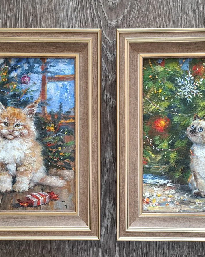 Котята и Новый год. Комплект из двух картин