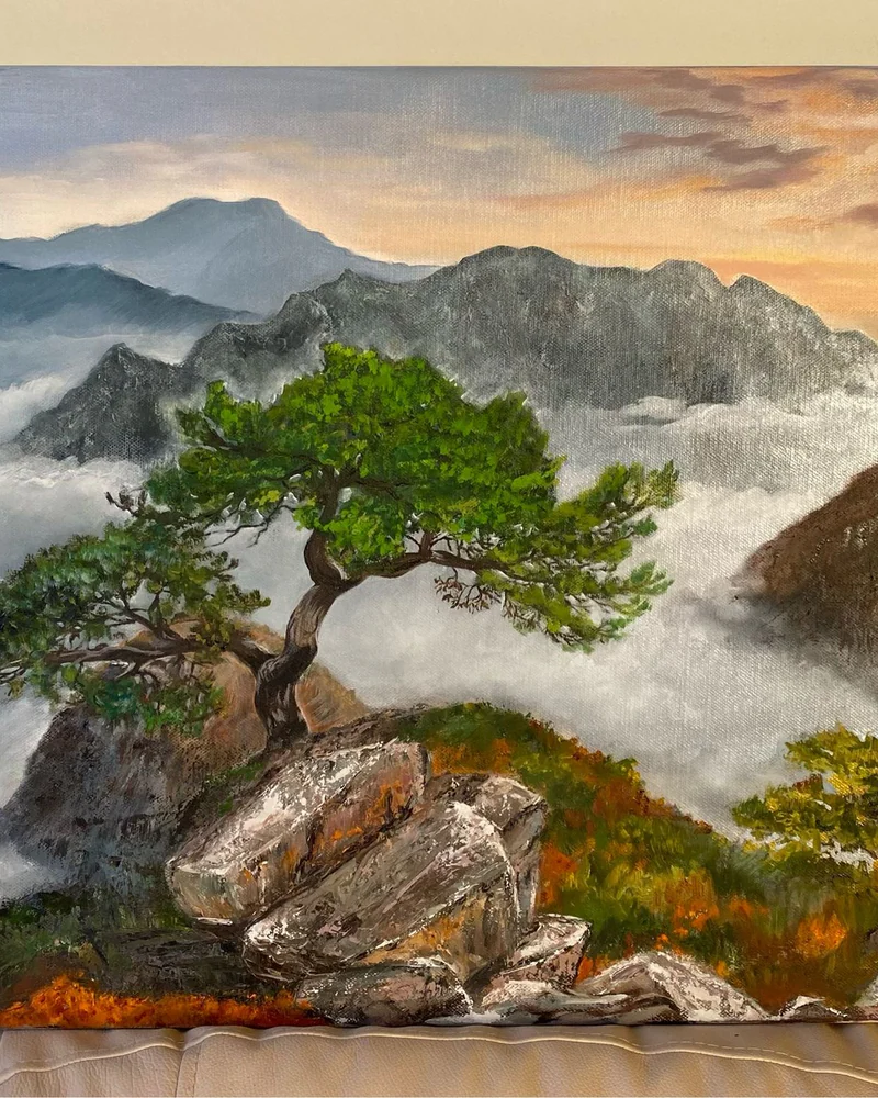 Картина маслом Пейзаж Горы, Сосна 50×70 см — Оригинал