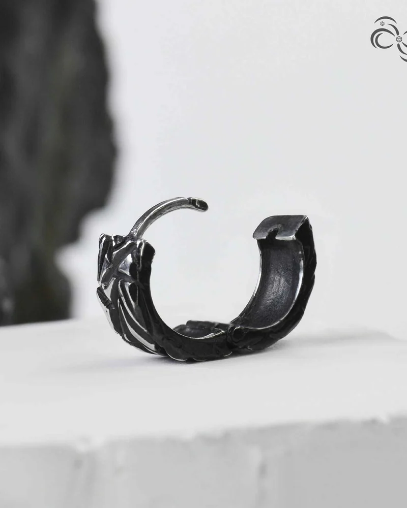 Серебряная серьга "Металлик лайт" частичное чернение