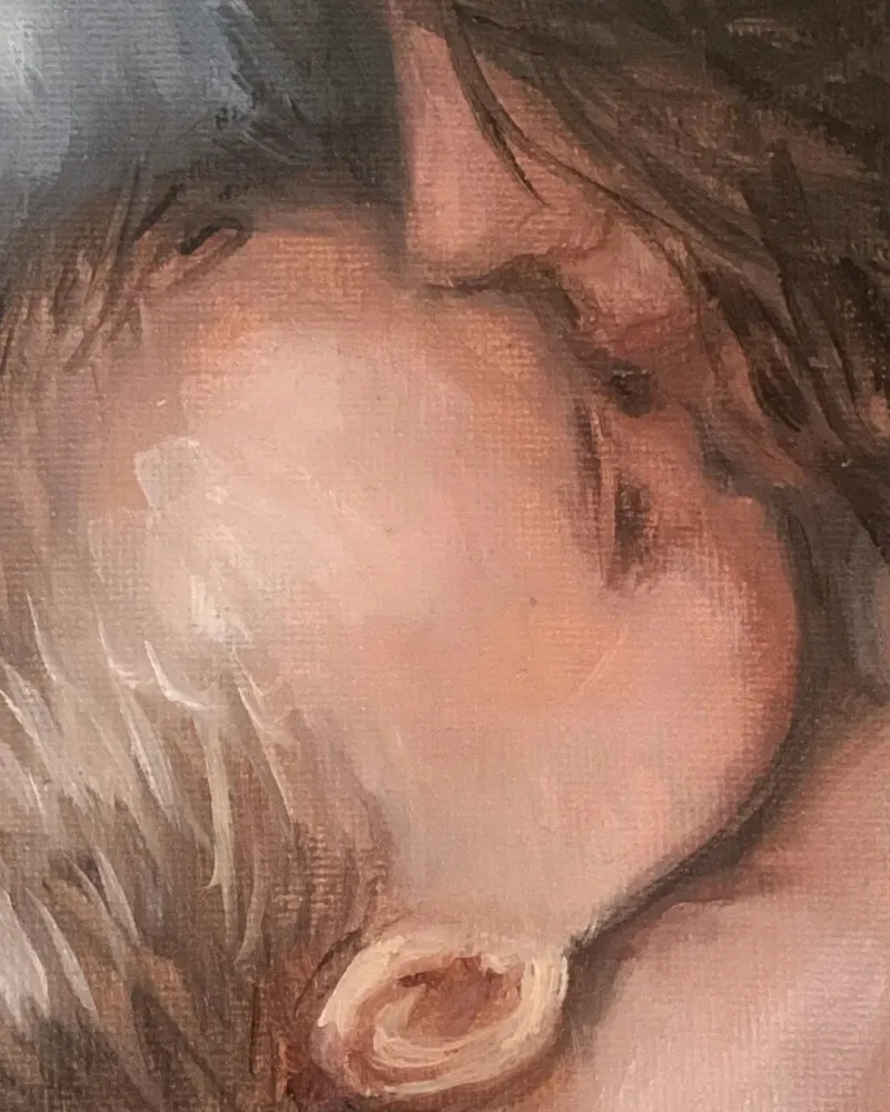 Мама и малыш. Картина маслом 20×30 см — 20×30 см