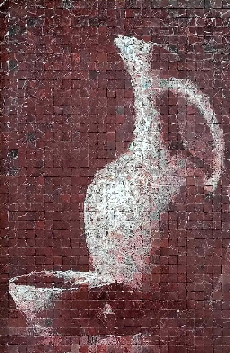 Мозаичное панно «Кувшин» из мрамора Rosso Levanto
