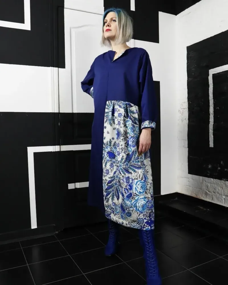 Платье свободного кроя «Гжель» — Гжель
