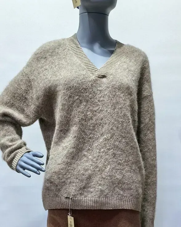 Костюм вязаный из мериноса с хлопком — Терракотовый