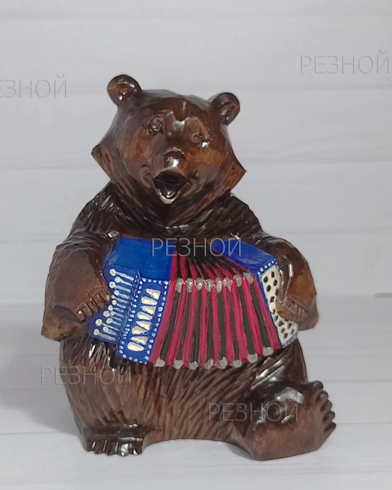 Богородская игрушка. Мишка с гармошкой