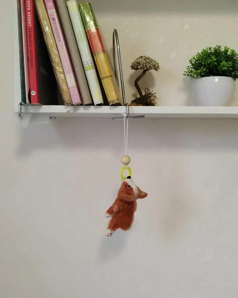 Щенок корги Войлочная игрушка из шерсти подвеска в машину