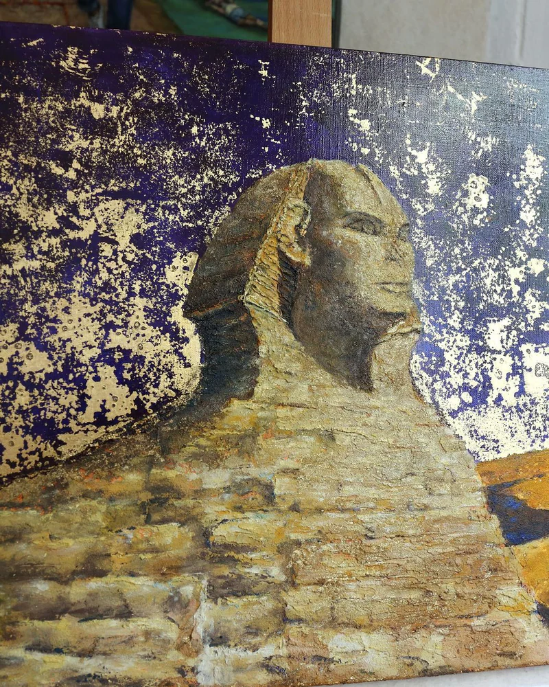 "Сфинкс (серия Пустыня)" картина акрил, поталь