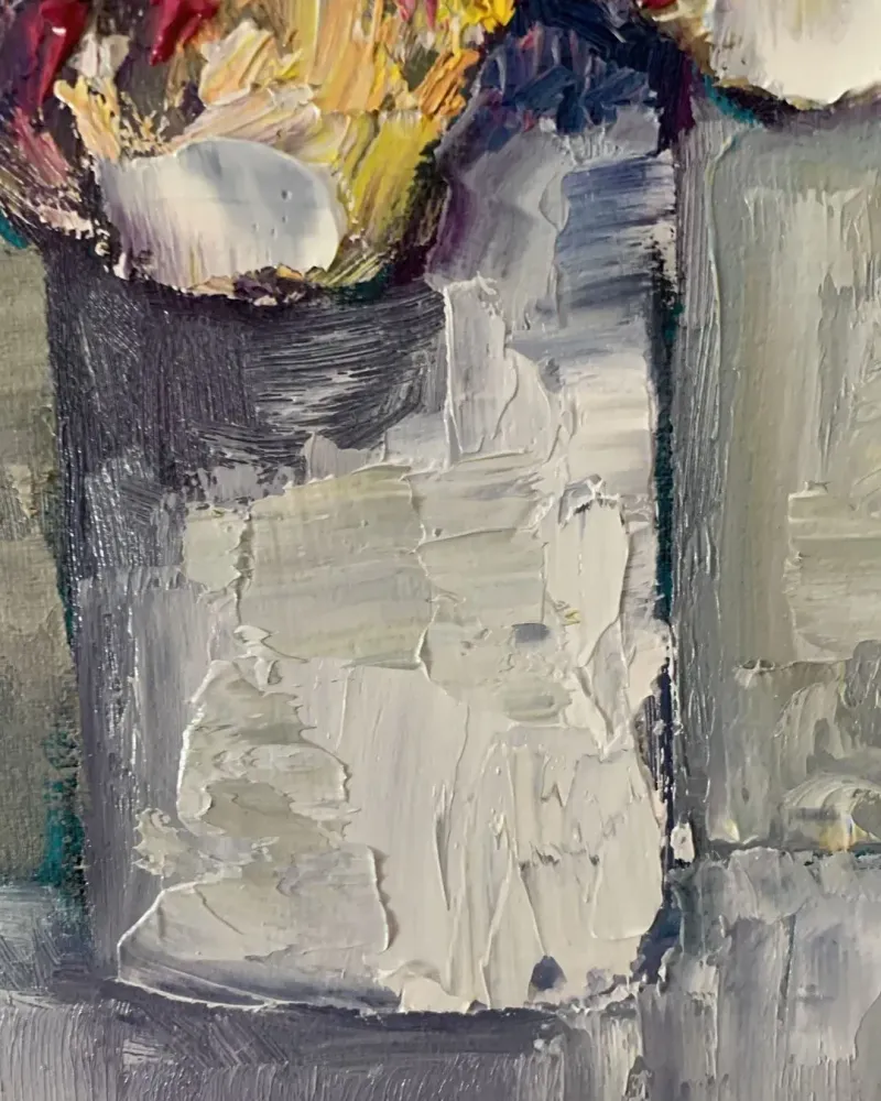 Цветы в вазе. Картина маслом 15×21 см — 15×21 см