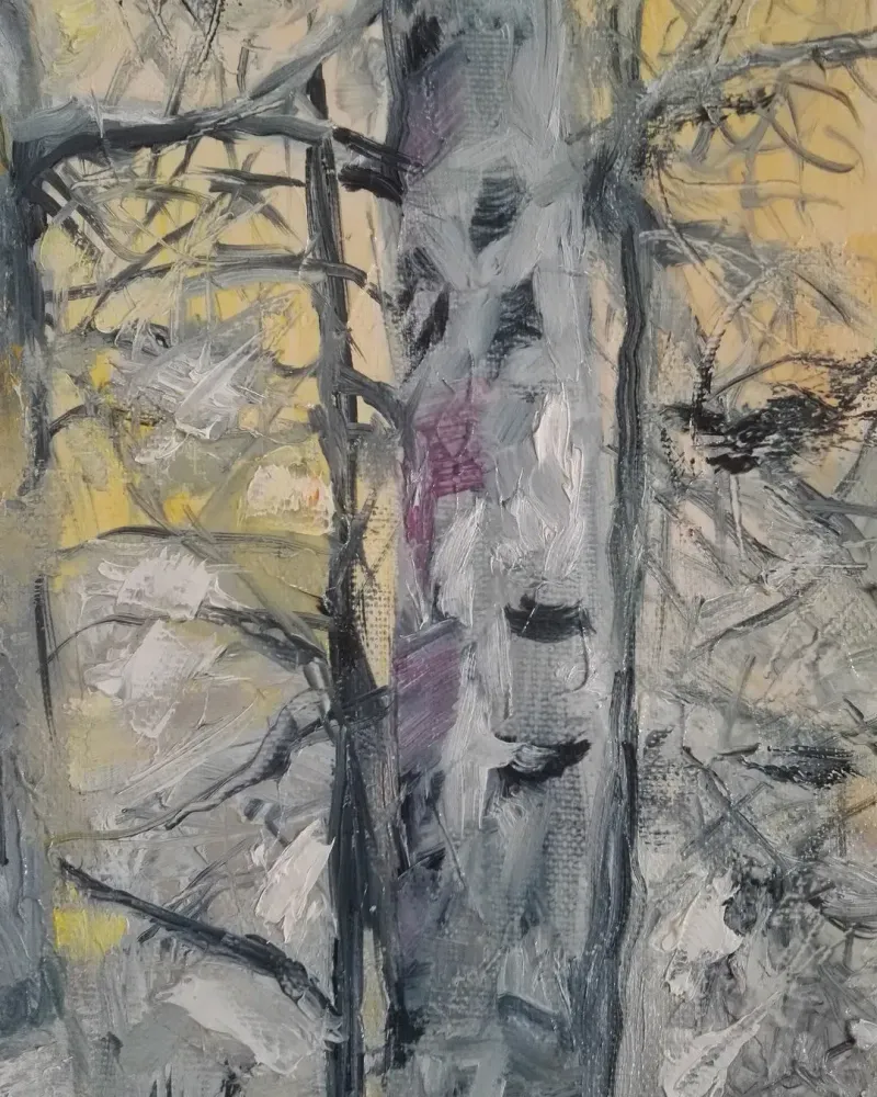 Зимнее солнце. Картина маслом 30×60 см — 30×60 см