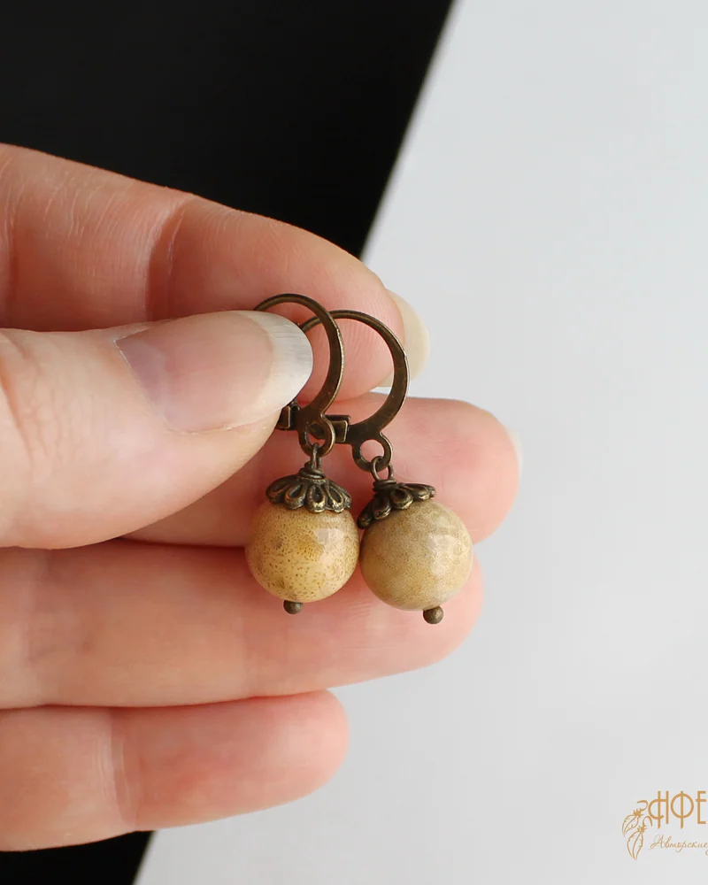 Серьги с окаменелым Кораллом