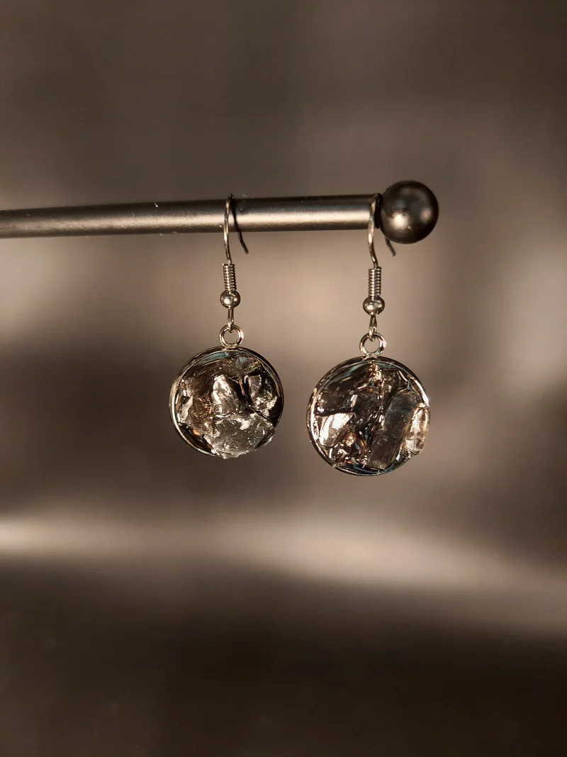 Серьги с обсидианами 1,8см