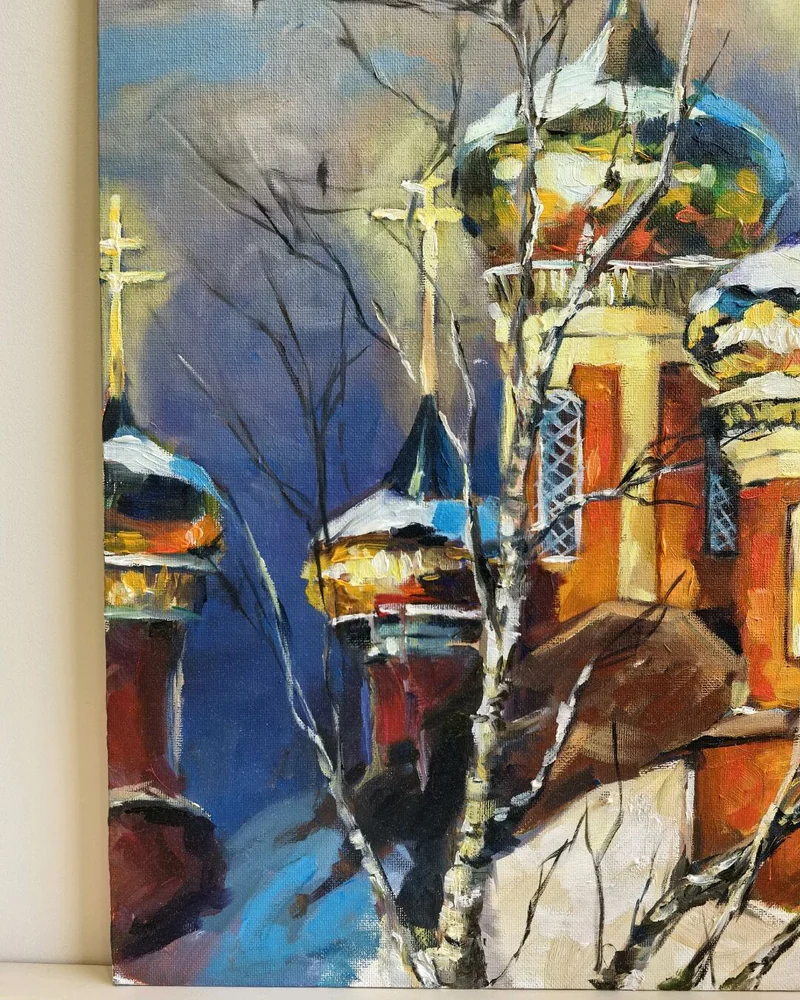 Картина маслом "Колокольный звон", 40х40