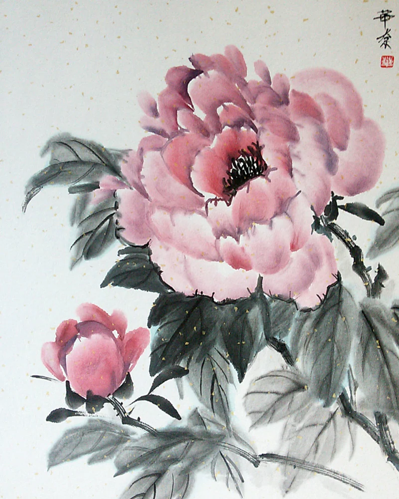 Картина Розовый пион, 40x50 в раме лето