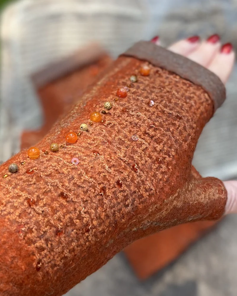 Митенки валяные из шерсти мериноса «Ginger»