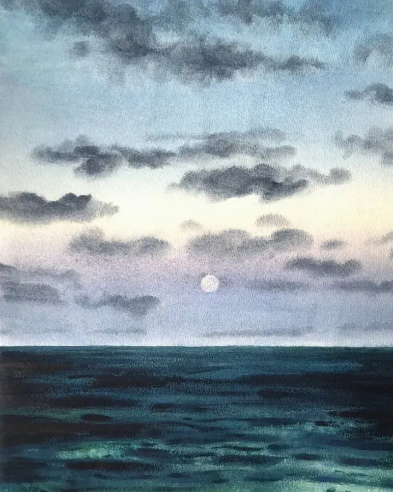 Море. Морской пейзаж акварелью — 30×40 см