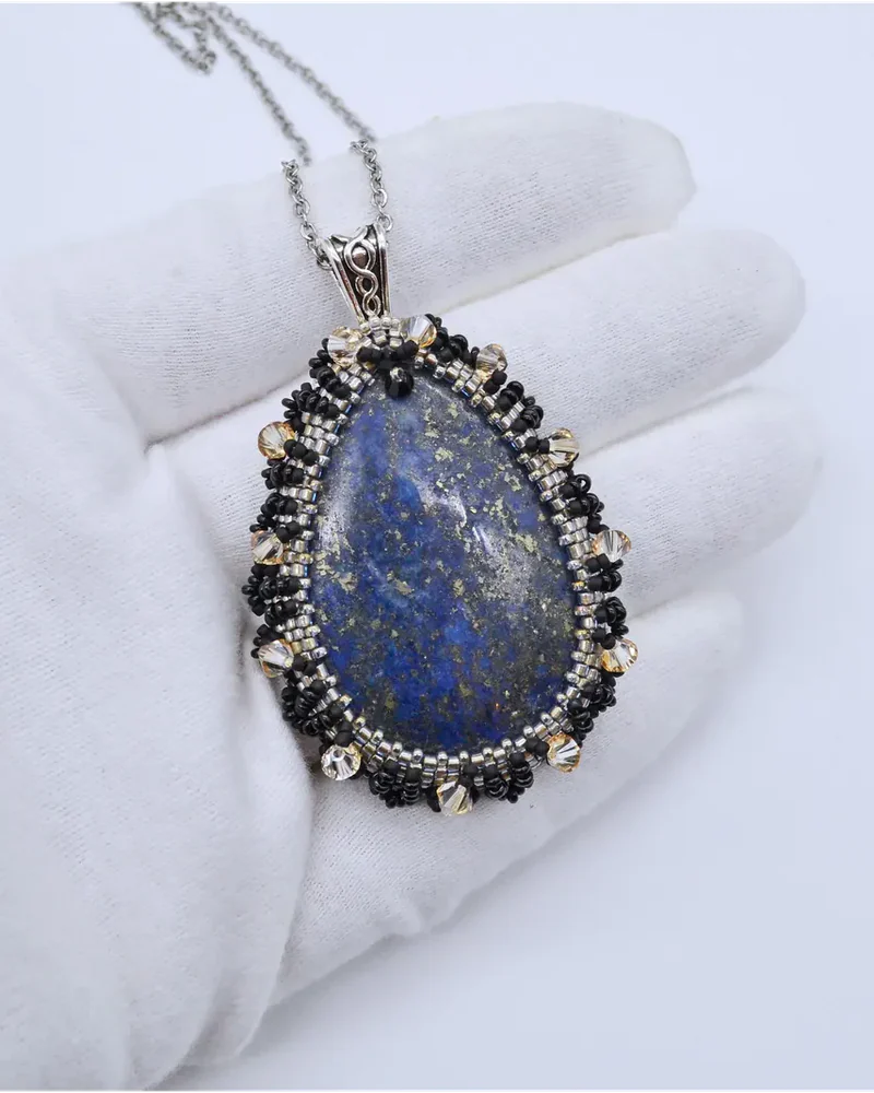 Кулон с афганским лазуритом и Swarovski