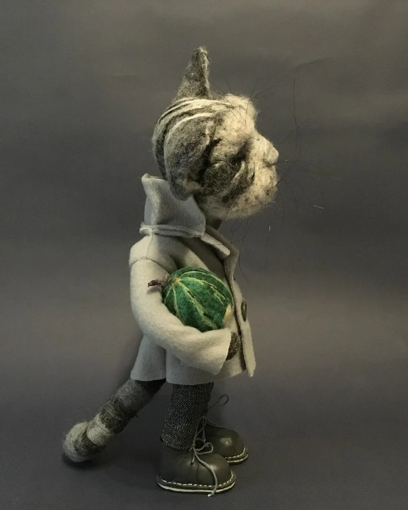 Кот Аркадий. Войлочная игрушка. Игрушка из шерсти
