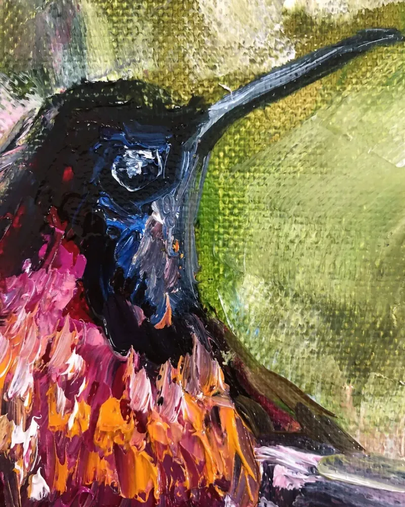 Колибри. Картина маслом 20×20 см — 20×20 см