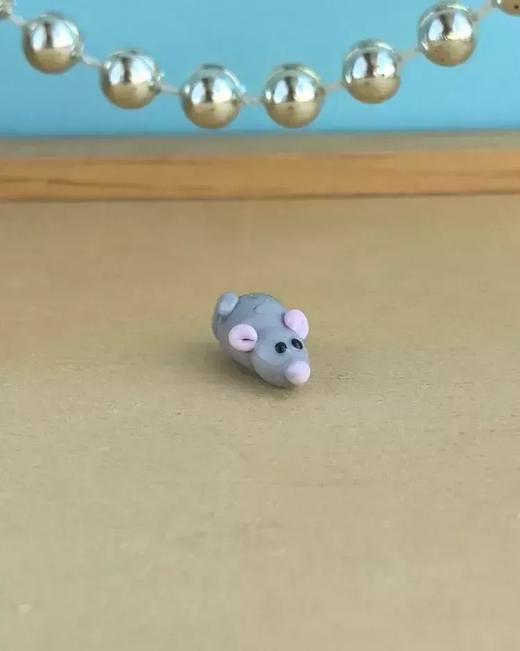 Стеклянная фигурка «Мышь денежная кошельковая крыса декоративная» — Высота 10 мм