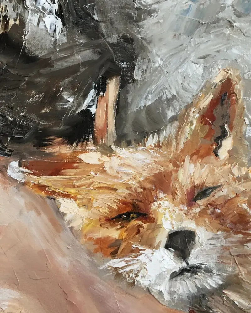 Лиса. Картина маслом 40×50 см — 40×50 см