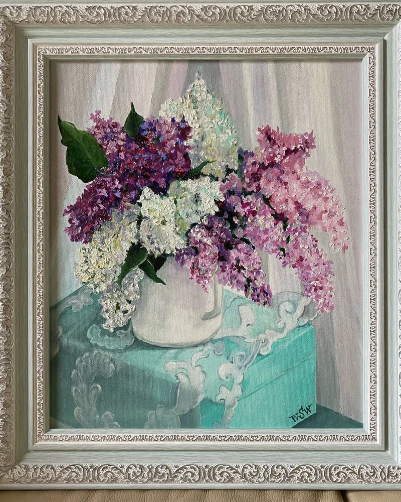 Картина маслом Цветы Сирень. 39×44 см. Натюрморт — Оригинал