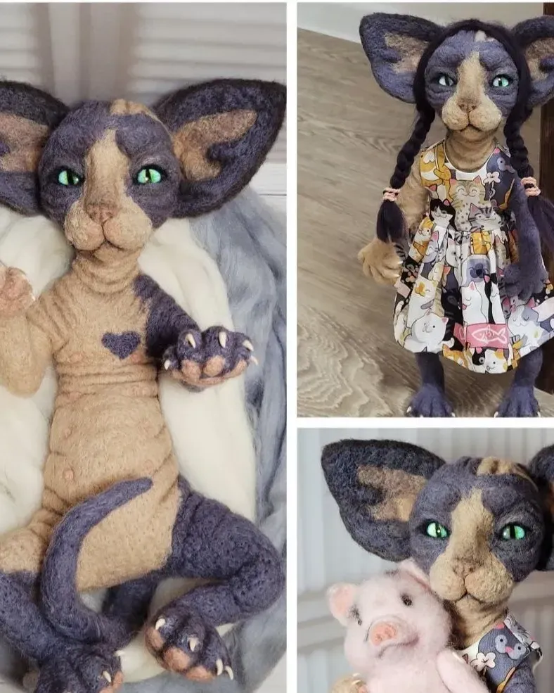 Кошка-сфинкс на каркасе, 35 см — Кошка-сфинкс на каркасе, 35 см