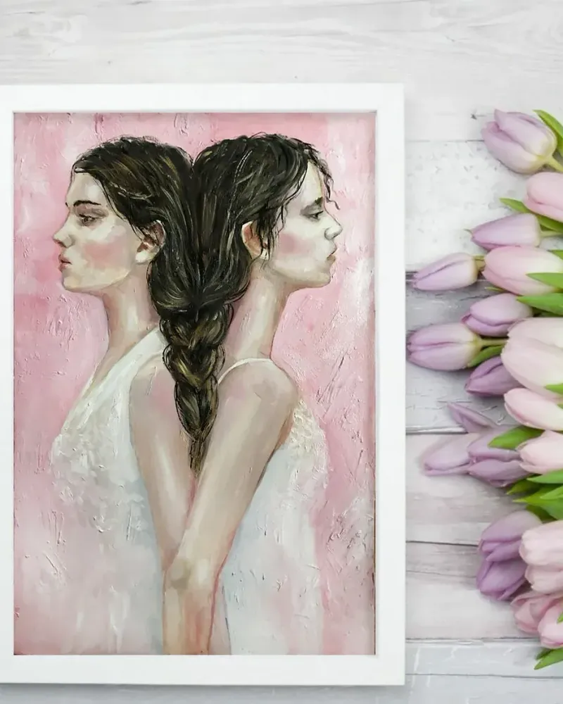Сёстры. Картина маслом 40×60 см — 40×60 см