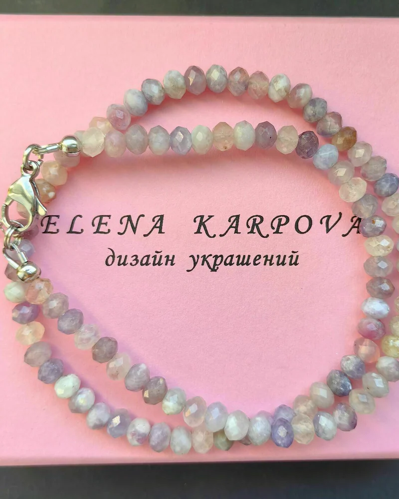 Колье с лабрадором и турмалином
