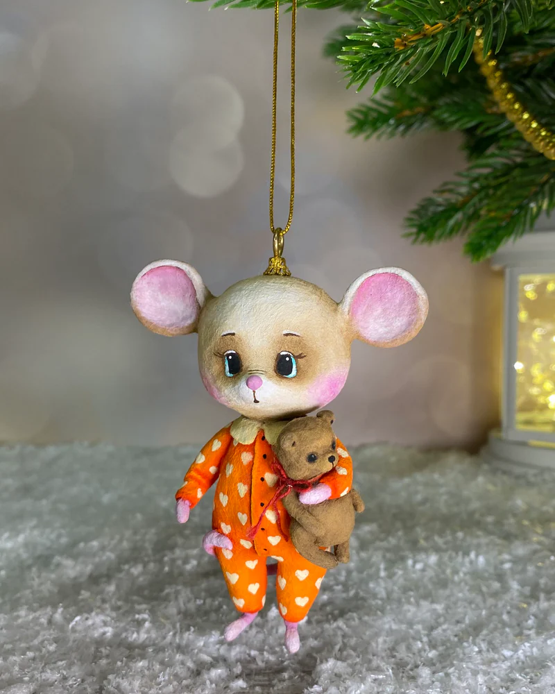 Ёлочная игрушка «Мышка с мишкой»