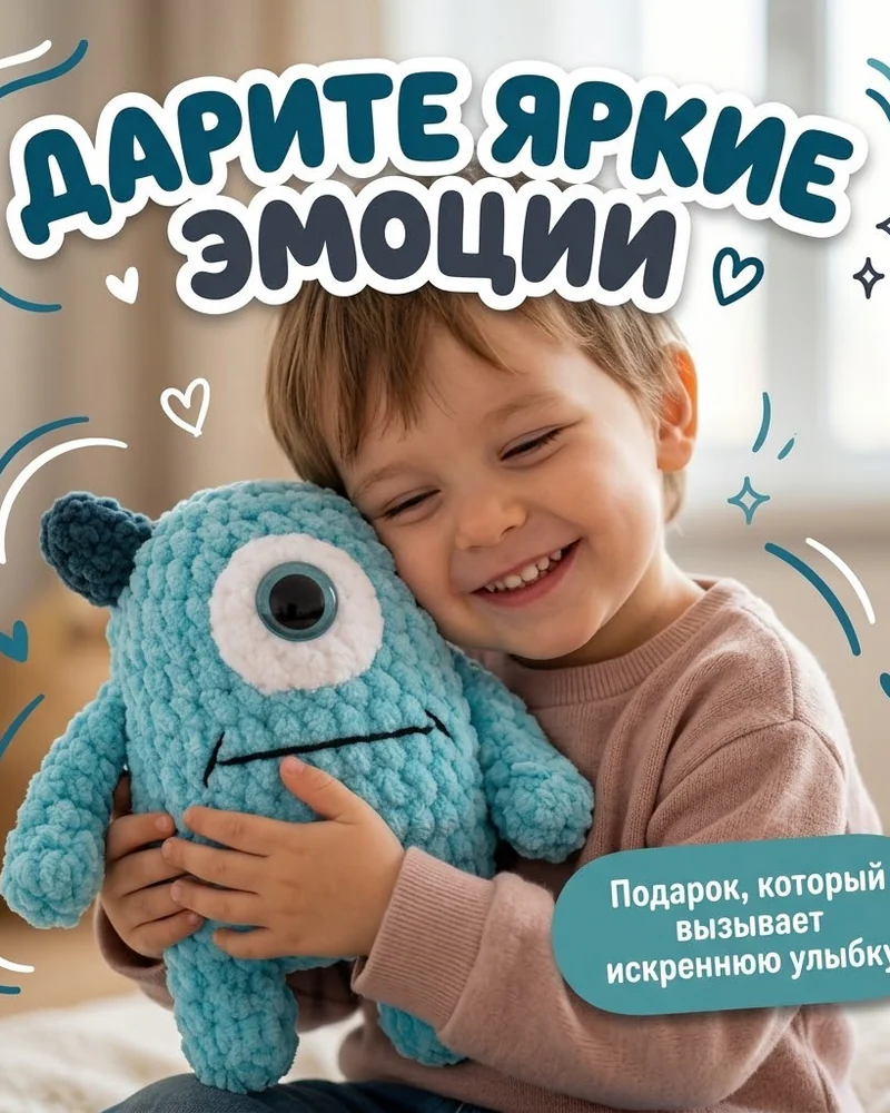 Плюшевый монстр — бирюзовый, 12 см