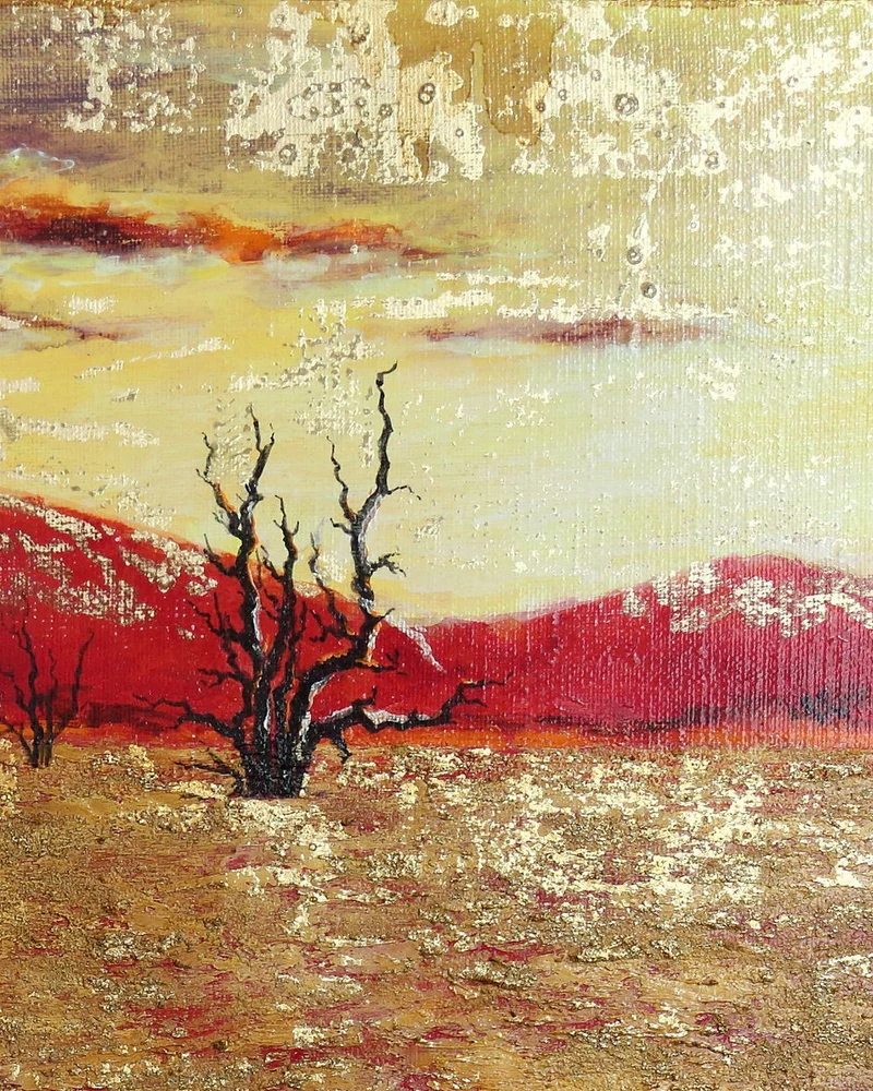 Трещины. Картина акрил, поталь