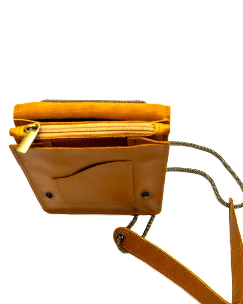 Сумка для документов на пояс или плечо, горчичная — Горчичная