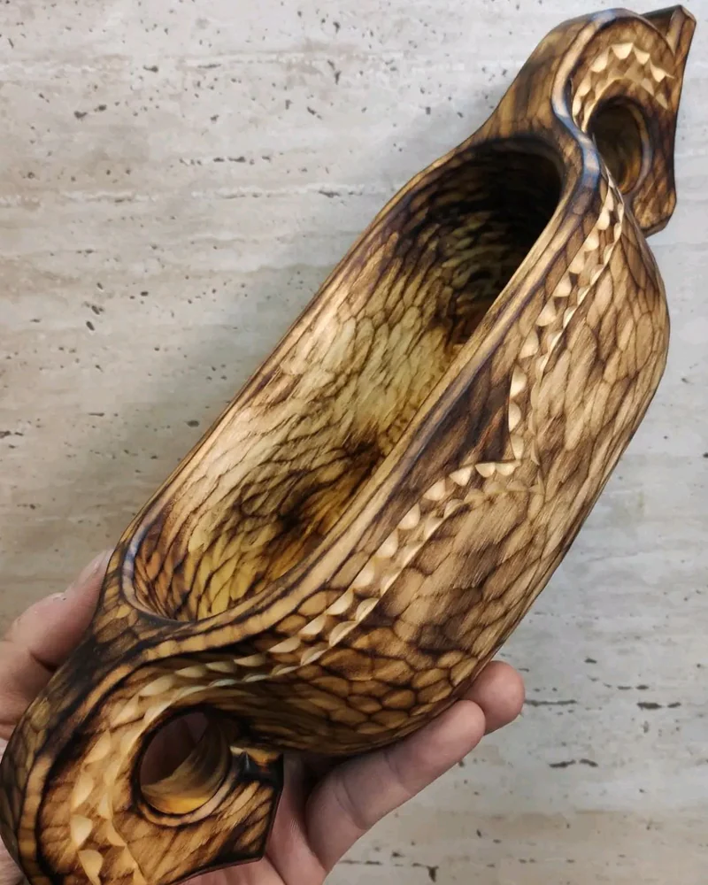 Резной славянский ковш из осины, 500–600 мл — С обжигом