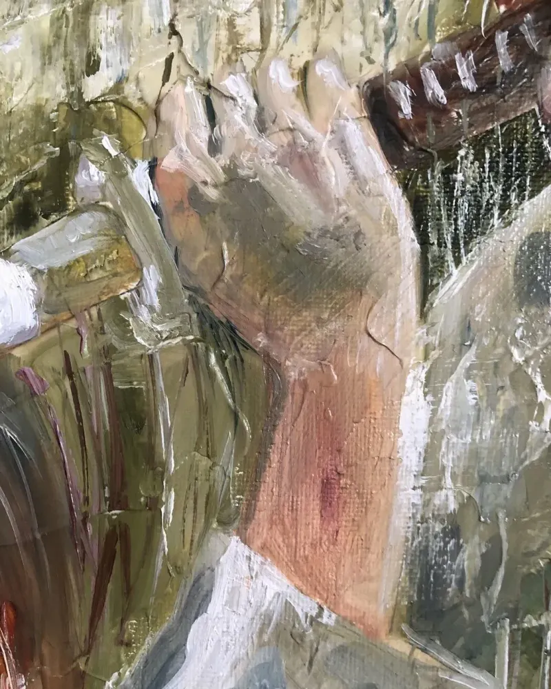 Девушка с мечом. Картина маслом 30×40 см — 30×40 см