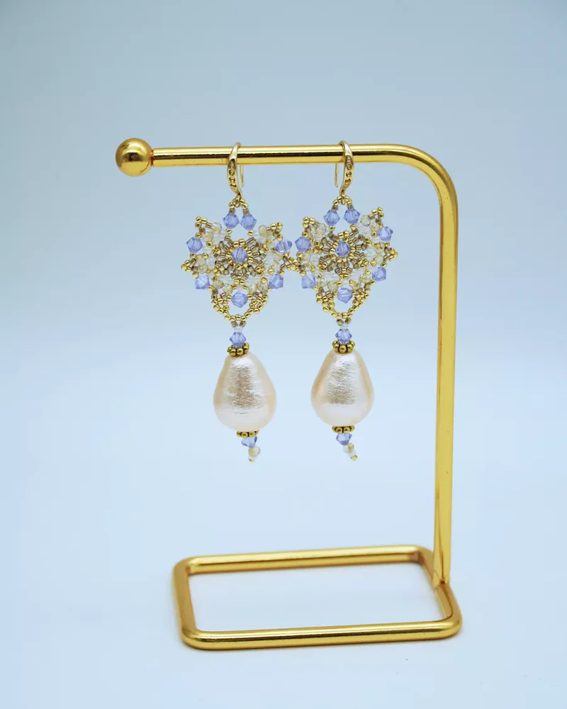 Серьги с хлопковым жемчугом и Swarovski