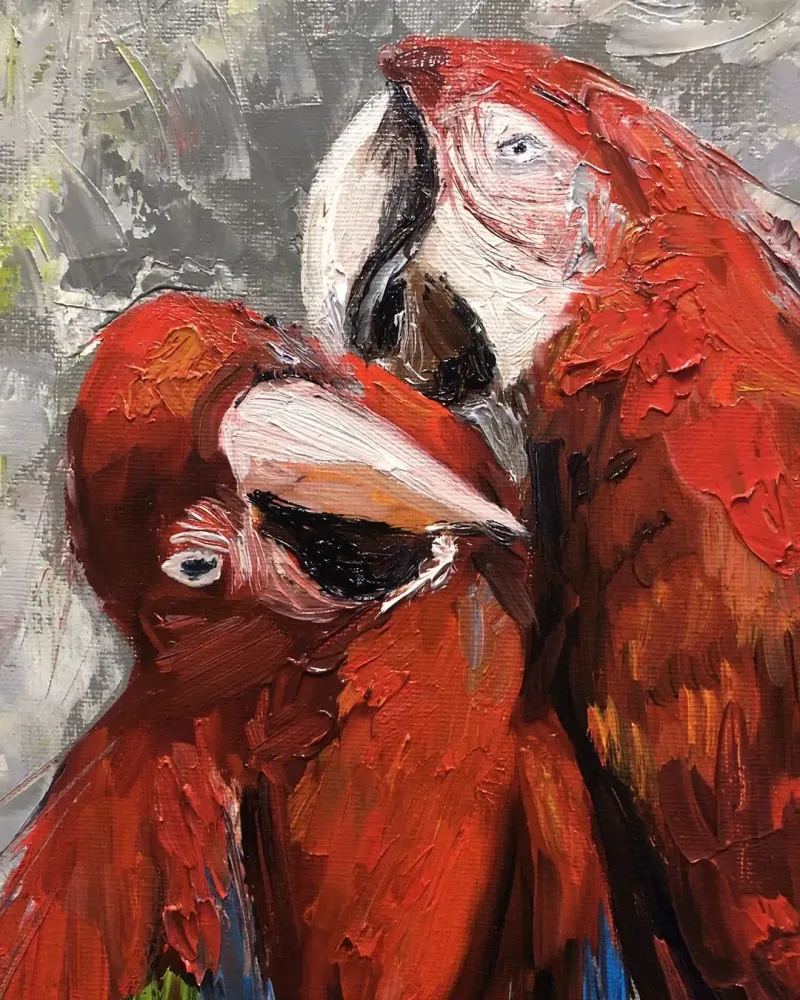 Попугаи Ара. Картина маслом 30×60 см — 30×60 см